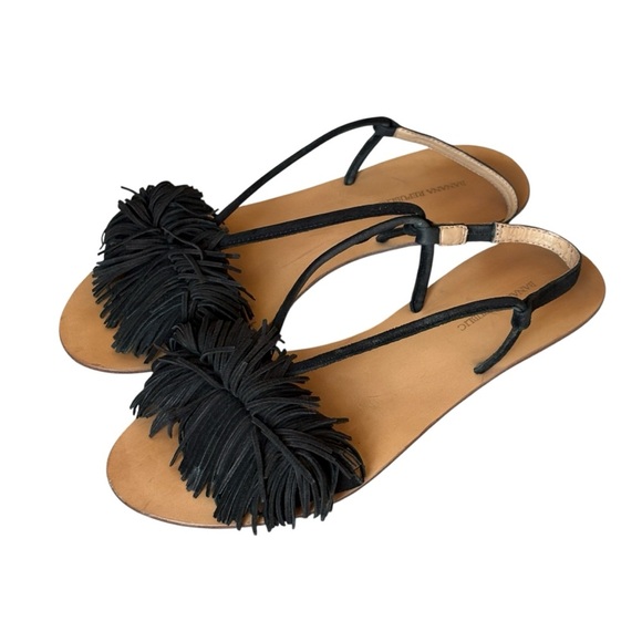 Banana Republic Black Riley Fringe Sandals Size 9.5 - Picture 2 of 7